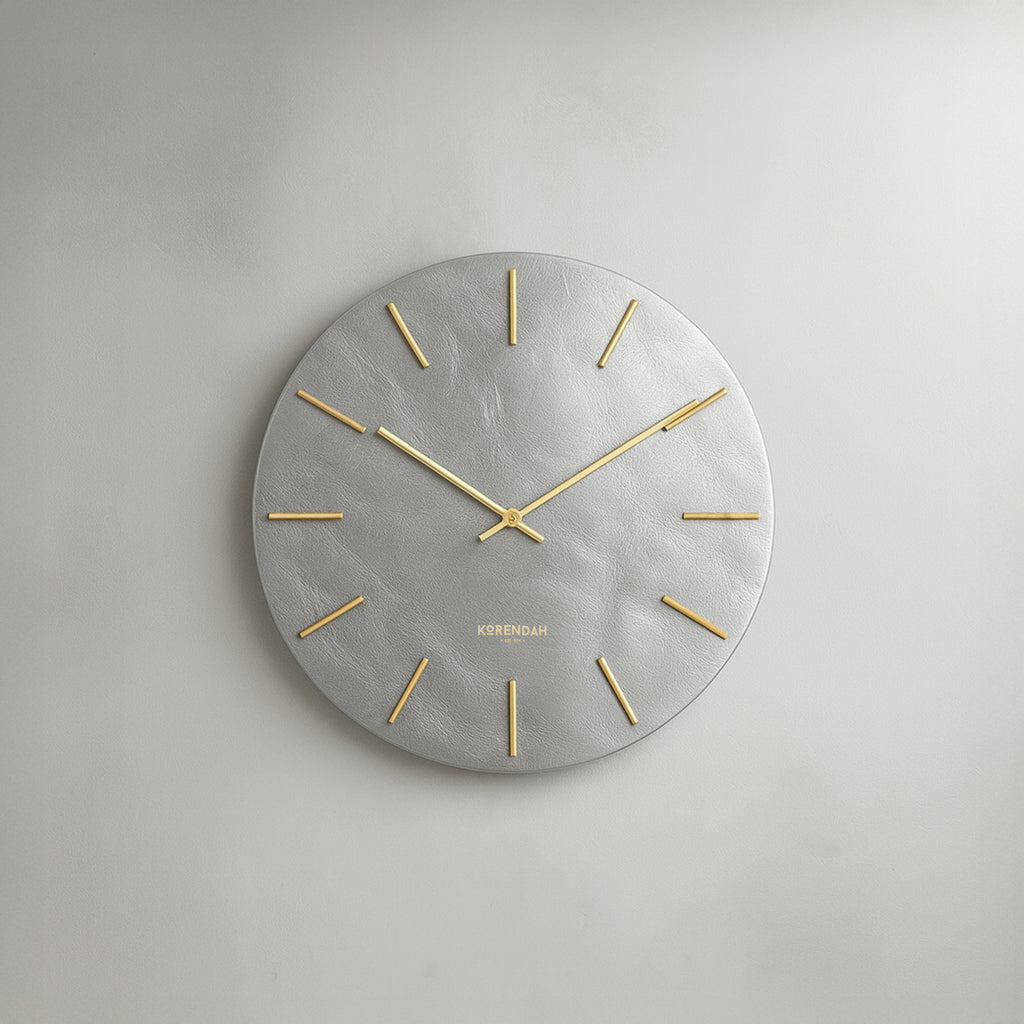 Grey Leather Gold Edition - Gümüş Deri Saat - 0113