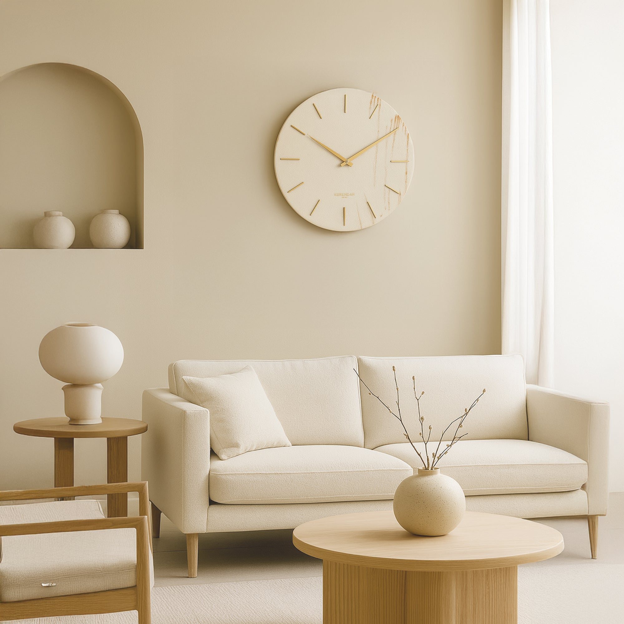 Ivory Leather Gold Edition - Krem Deri Dokulu Saat - 0121