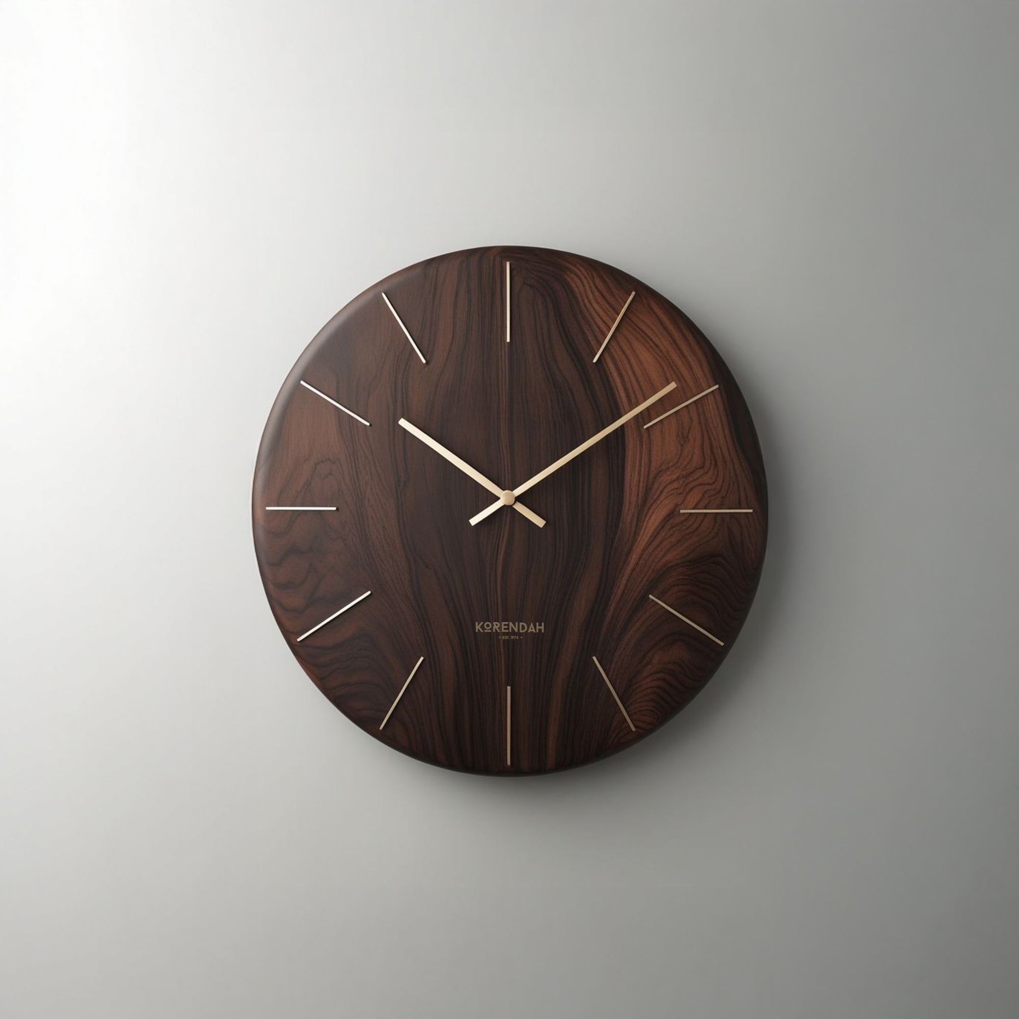 Walnut Wood Gold Edition - Ahşap Efekt Saat - 0116