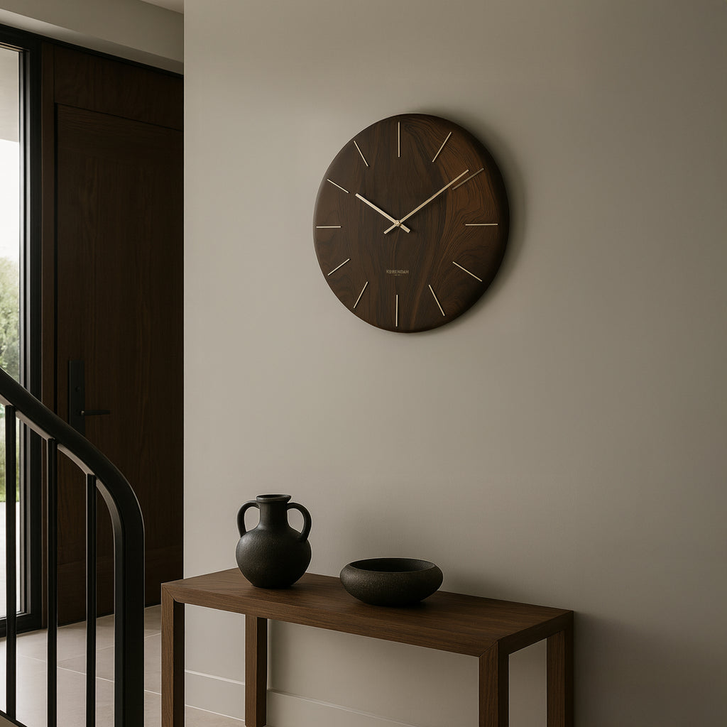 Walnut Wood Gold Edition - Ahşap Efekt Saat - 0116