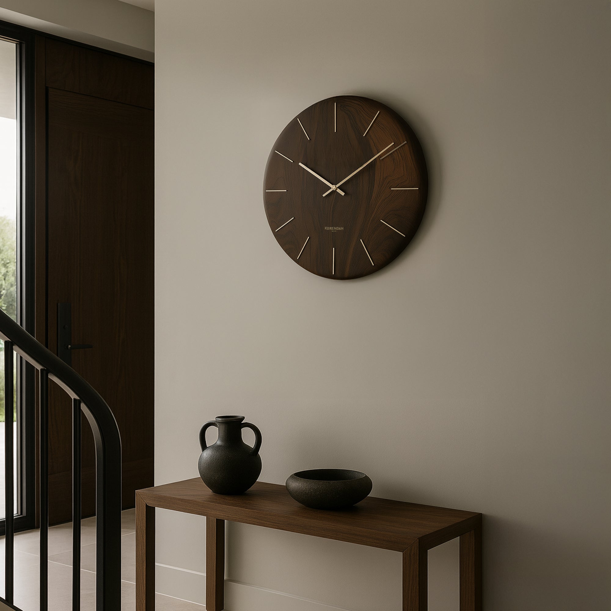 Walnut Wood Gold Edition - Ahşap Efekt Saat - 0116